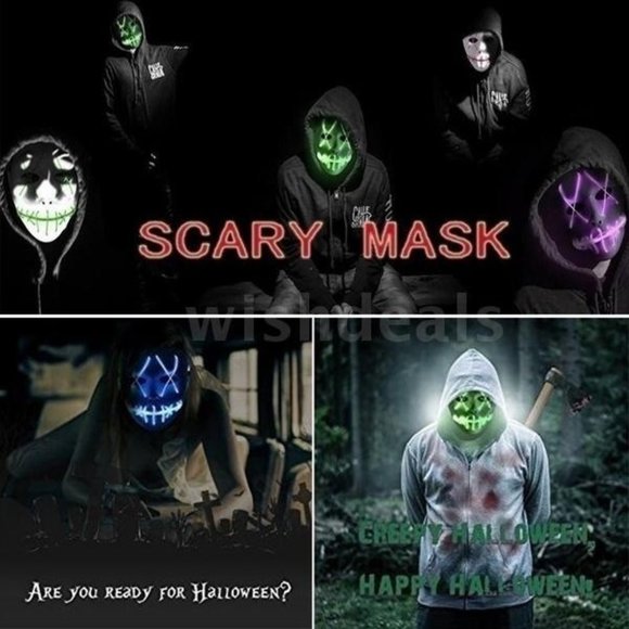 Halloween LED Light Mask Halloween Costume Supplies for Festival ICE BLUE - Picture 5 of 11